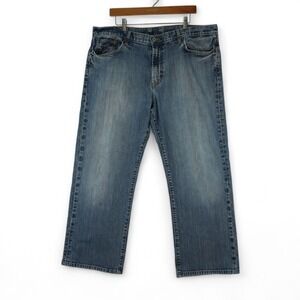 Vintage Lucky Brand Jeans Mens 40x27 Blue Distressed Denim Made in USA